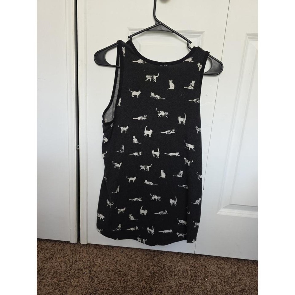 Black Tank Top With Cats - Picture 3 of 4
